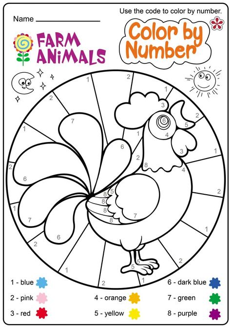 Free Printable Farm Animal Worksheets for Preschoolers | TeachersMag.com Coloring Worksheets For Kindergarten, Farm Animals Preschool, Color Worksheet, Kindergarten Photos, Kindergarten Colors, Preschool Science Activities, Kindergarten Worksheets Free Printables, Coloring Worksheets, Animal Worksheets