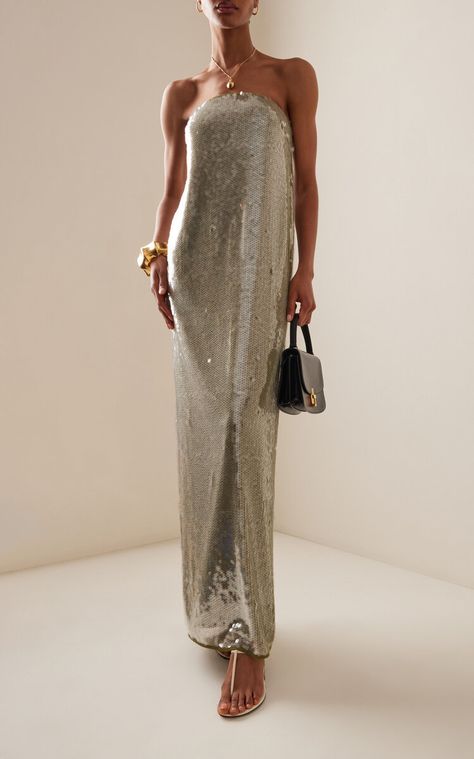 MODA OPERANDI: STAUD Casey Strapless Sequined Maxi Dress… Draculaura Aesthetic Outfit, Sea Hag, Gala Night, Mom Wedding Dress, Resort 2024, Fall 23, Nye Outfits, Soft Life, Event Dress