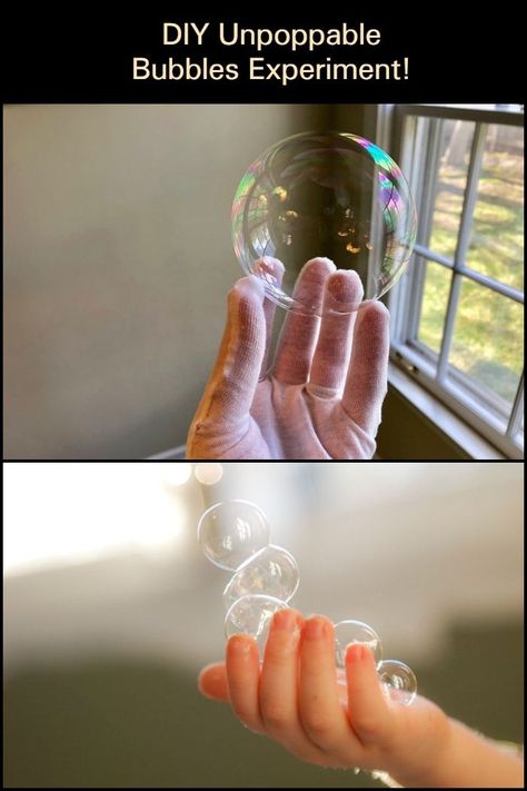 Bouncing Bubbles Experiment, Unpoppable Bubbles, Playing With Bubbles, Bubble Crafts, Bubble Diy, Childcare Ideas, Bubble Activities, How To Make Bubbles, Diy Elastic