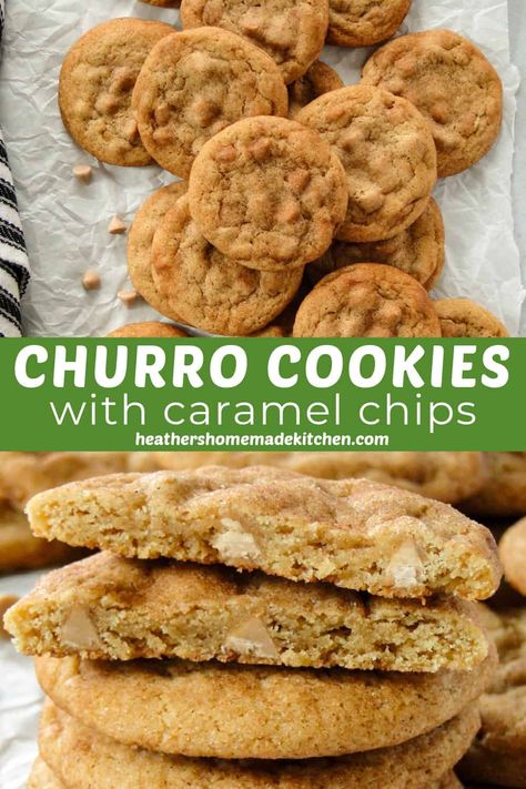 Churro Cookies, Caramel Chips, Banana Scones, Bingo Night, Frozen Cookie Dough, Cinnamon Chips, Roll Cookies, Caramel Cookies, Desserts For A Crowd