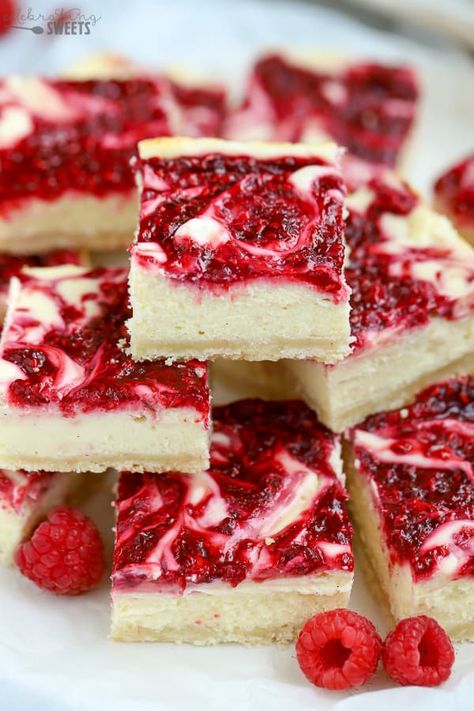 Raspberry Shortbread, Raspberry Cheesecake Bites, Raspberry Cheesecake Cookies, Homemade Oreo Cookies, Celebrating Sweets, Cheese Desserts, Raspberry Cheesecake Bars, White Chocolate Raspberry Cheesecake, Chocolate Raspberry Cheesecake