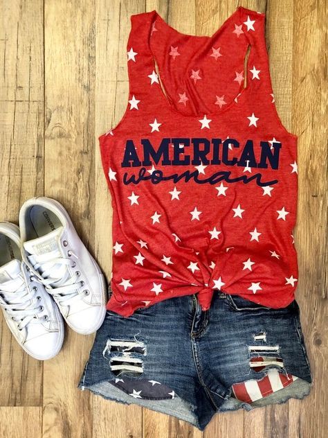 July 4th Weekend Outfits! | The Thrill of the hunt Cute 4th Of July Outfits, Patriotic Swimwear, Americana Outfits, Festive Outfits, July Outfits, Independance Day, Fourth Of July Shirts, Vintage Tank, 4th Of July Outfits