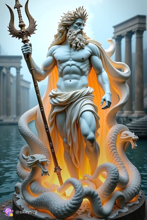 The Sea's Guardian** 🌊🏛️  This majestic sculpture of Poseidon embodies the power and mystery of the ocean. If you love art that merges classical mythology with modern AI technology, our Telegram channel is your next stop. Click to explore more! https://buysnap.tech/sikeysipi 🌟 #AIArt #Poseidon #OceanPower #DigitalSculpture #TelegramArt Poseidon Design, Poseidon Symbol, Poseidon Logo, Classical Mythology, Digital Sculpture, Legends And Myths, Telegram Channel, Next Stop, S Tattoo