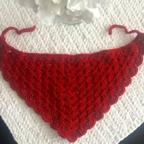 Red Crochet Triangle Bandana Maroon Crochet, Triangle Bandana, Red Triangle, Crochet Bandana, Red Crochet, Crochet Triangle, Bandanas, Handmade Crochet, Crochet Projects