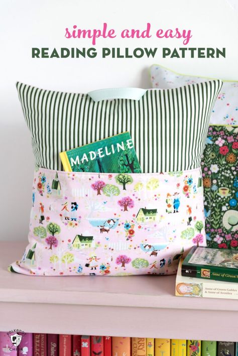 Learn how to make reading pillows with this easy and free reading pillow sewing pattern. They are great things to make for kids as gifts and fun as teacher gifts to! #readingpillow #polkadotchair #sewing Reading Pillow Pattern, Learning How To Sew, Polka Dot Chair, Embroidery Crafts, Kids Pillow Cases, Book Pillow, Pocket Pillow, Creative Sewing, Pillow Tutorial