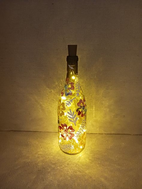 Tropical flowers summer fun fairy light glass bottle Fun!!! Beautiful Questions, Out At Night, Bottle Decor, Flowers Summer, Fairy Light, Dishwashers, Be Beautiful, 90 Degrees, Tropical Flowers