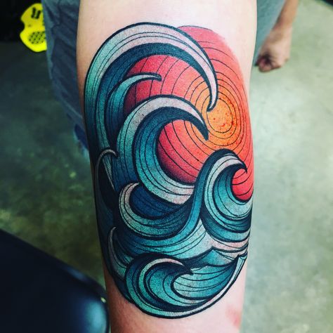 Tattoos Meaning Strength, Traditional Tattoo Reference, Ocean Wave Tattoo, Wave Tattoo Design, Wave Tattoo, Hawaiian Tattoo, Classic Tattoo, Face Tattoos, Waves Tattoo