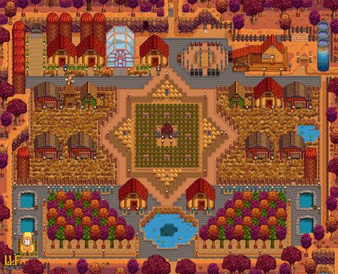 Stardew Valley Standard Farm Layout Year 2, Stardew Valley Farm Layout Junimo Hut, Sdv Farm Layout Standard, Standard Farm Layout Stardew, Stardew Valley Standard Farm Layout, Stardew Valley Farm Layout Standard, Stardew Farms, Stardew Valley Farms, Stardew Valley Layout