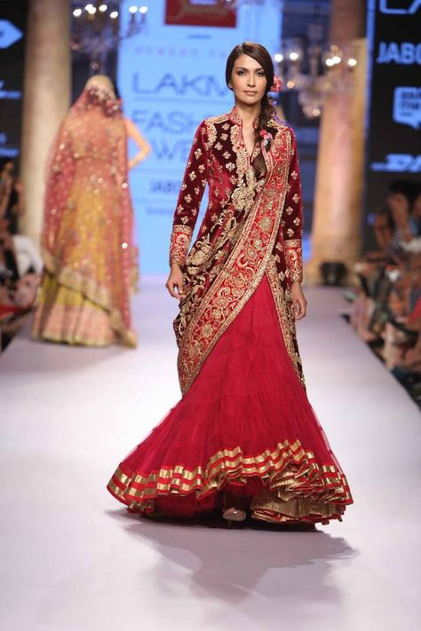 Powerhouse fashion designer Suneet Varma Lengha For Wedding, Red Lengha, Designer Lengha, Wedding Lengha, Ghaghra Choli, Saree Draping Styles, Bride Magazine, Spring Couture, Saree Trends