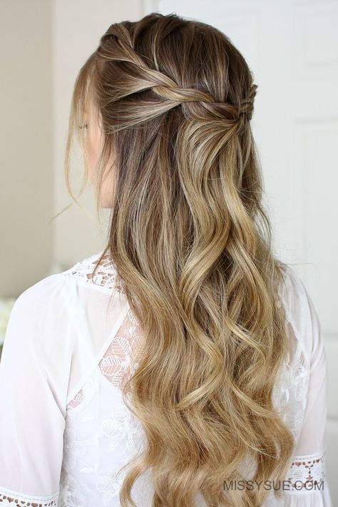 cabelos Braidmades Hairstyles, After Party Hairstyles, Long Straight Hair Bridesmaid Styles, Sides Up Hairstyles Simple, Braided Down Hairstyles Simple, Side Twist Hair, Formal Braided Hairstyles, Rope Braided Hairstyle, Brunette Ombre