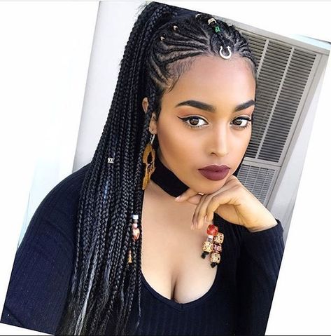 (Photo: braidsgang/Instagram) Braid Cornrows, Heat Free Hairstyles, Easy Braid Styles, Long Box Braids, Afrikaanse Mode, Pelo Afro, Box Braid, Fulani Braids, Easy Braids