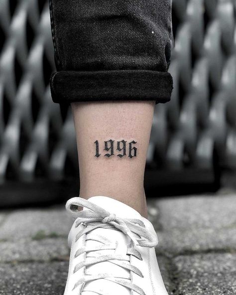 96 Tattoo, 1996 Tattoo, 999 Tattoo, Ankle Band Tattoo, Font Tato, Tattoos Japanese, Number Tattoos, Band Tattoo, Abstract Tattoo