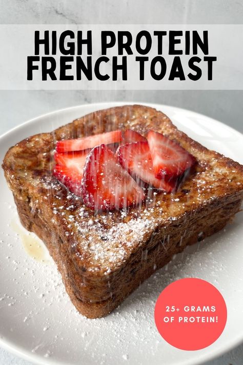 Protein French Toast Recipe, High Protein French Toast, Collagen Powder Recipes, Protein Toast, French Toast Brunch, 25 Grams Of Protein, Protein French Toast, Healthy French Toast, Dairy Free Breakfast Recipes