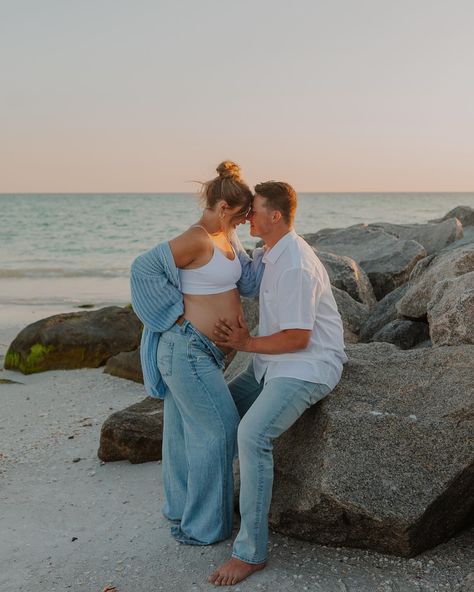 Nash’s mom & dad 🥺 • • • • • • #maternityphotography #maternity #maternityshoot #babyontheway #sarasotamaternityphotographer #sarasotamoms #sarasotaphotographer #sarasotaphotography #bradentonphotographer #bradentonfamilyphotographer #sarasotafamilyphotographer #unscriptedposingapp #candidchildhood Maternity Beach Photoshoot Jeans, Maternity Photos At The Beach, Maternity Photography Beach Family, Pregnancy Photos At The Beach, Beach Maternity Photos Jeans, Fall Beach Maternity Photos, Beach Maternity Outfits, Maternity Photo Shoot Ideas Beach, Beach Maternity Photos Family