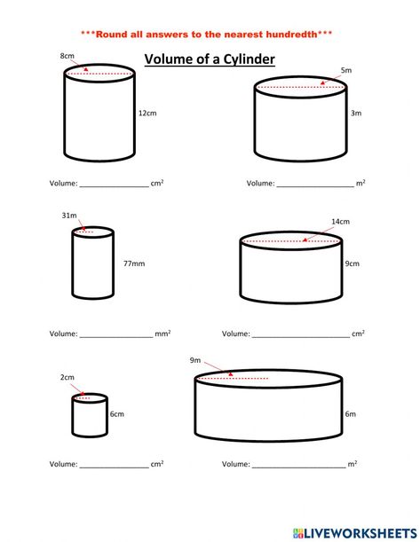 Volume of a cylinder worksheet Multi Step Equations Worksheets, Volume Of A Cylinder, Volume Worksheets, Tracing Alphabet, Worksheet Preschool, Multi Step Equations, Rectangular Prism, Two Step Equations, Math Measurement