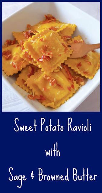 Sweet Potato Ravioli, Potato Ravioli, Sage Brown Butter, Bourbon Sweet Potatoes, Ravioli Sauce, Crispy Prosciutto, Brown Butter Sauce, Friends Recipes, Sage Butter