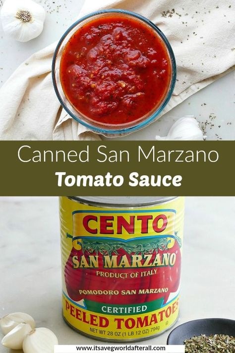 Use up that can of tomatoes in your pantry in this delicious marinara recipe. Made with San Marzano tomatoes, garlic, basil, and oregano, it's incredibly easy but tastes gourmet! Use on pizza or pasta. #homemadesauce #redsauce Marinara Sauce From Scratch, Canned Tomato Recipes, Red Pepper Pasta Sauce, Roast Frozen Broccoli, San Marzano Tomato Sauce, Marzano Tomatoes, Marinara Recipe, Roasted Red Pepper Pasta, Pizza And Pasta