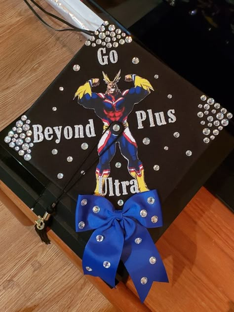 Mha Graduation Cap, Creative Graduation Caps, School Preparation, College Grad Cap Ideas, Graduation Cap Decoration Diy, Grad Hat, High School Graduation Cap, College Graduation Cap Decoration, Grad Cap Designs