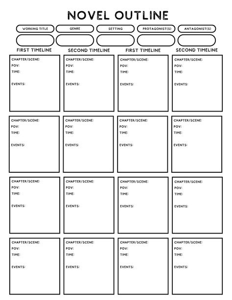 Comic Plot Outline, How To Write A Book Template, Chapter Writing Template, Novel Planning Worksheets, Novel Plot Outline Template, Writing Planning Template, How To Plan Writing A Book, Novel Planner Template, Book Writing Planner