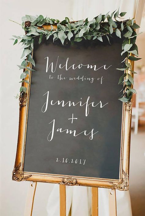 Church Welcome Signs, Wedding Diy Decorations, Chalkboard Welcome Sign, Chalkboard Welcome, Welcome Sign Diy, Gold Wedding Theme, Diy Print, Welcome Signs, Chalkboard Wedding