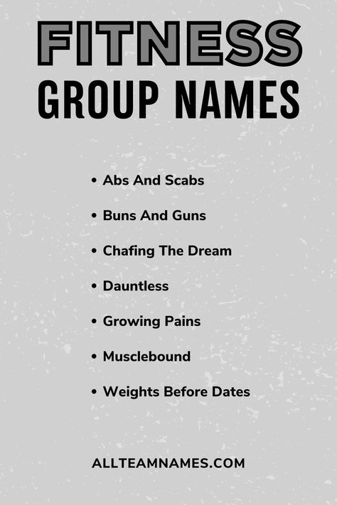 fitness group names list Fitness Group Names, Fitness Team Names, Crossfit Team Names, Christian Gym, Workout Names, Gym Group, Group Chat Names, Fitness Influencer, Calorie Workout