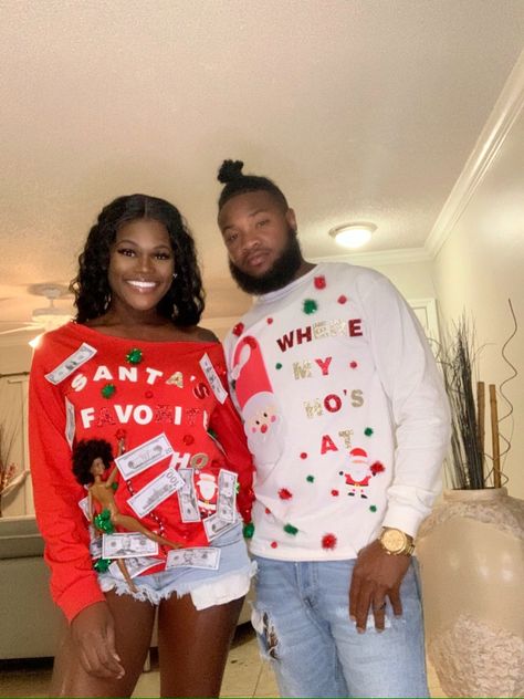 Ugly Christmas Sweater Ideas For Couples, Diy Ugly Sweater Ideas For Couples, Couples Christmas Party Ideas, Couples Ugly Sweater Ideas, Ugly Sweater Couple Ideas, Couples Ugly Christmas Sweaters Diy, Ugly Sweater Ideas For Couples, Diy Ugly Xmas Sweater Couples, Couples Ugly Christmas Sweaters