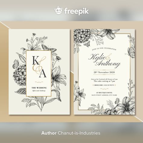 Kad Kahwin Design Wedding Cards, Design Kad Jemputan Kahwin, Kad Kahwin Aesthetic, Contoh Kad Kahwin, Wedding Invitation Design Ideas, Pengajian Pernikahan, Floral Wedding Cards, Wedding Card Floral, Vintage Floral Wedding Invitations