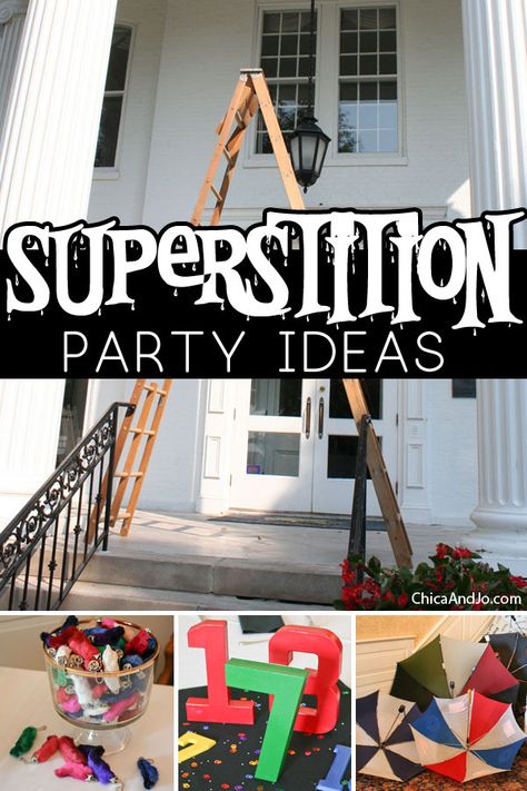 Superstition Birthday Party, Unlucky 13 Birthday Party, Friday The 13th Appetizers, Friday The 13th Superstition Party Ideas, Superstition Party Ideas, Friday 13 Party Ideas, Friday The Thirteenth Party Ideas, Friday The 13th Activities For Kids, Friday 13th Birthday Party