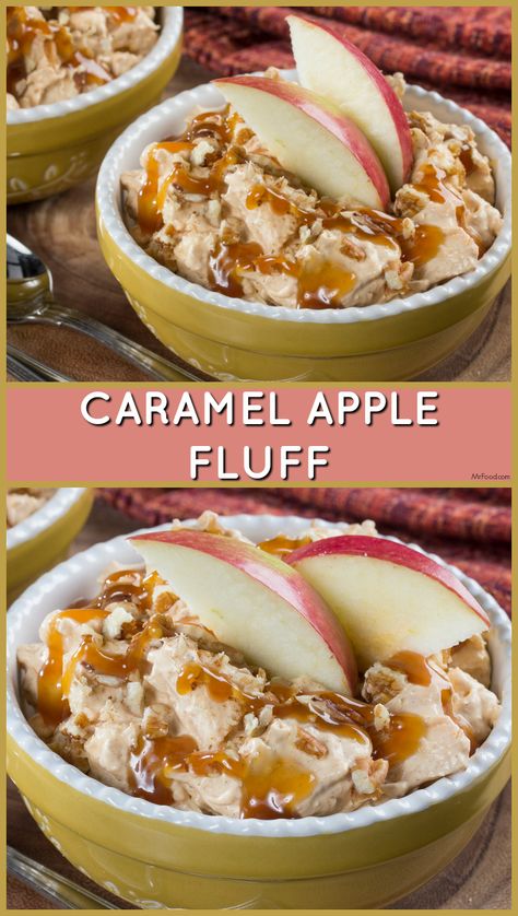 If you're going to make fluff this fall, this is the fluff you've got to make. Our Caramel Apple Fluff is loaded with all of your favorite fall flavors! Apple Carmel Fluff, Carmel Desserts Ideas, Thanksgiving Squash Recipes, Caramel Apple Fluff, Thanksgiving Squash, Carmel Desserts, 2023 Desserts, Easy Chili Recipes, Mr Food Recipes