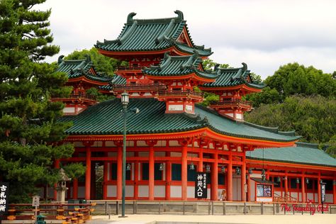 Day 3 in Kyoto we visited so many orange temples. First up was Heian-jingu Shrine since it was the closest to our hotel and it opens early.  Japan Japanese Architecture Drawings, Ancient Japanese Architecture, Japanese Traditional Architecture, Modern Japanese Architecture, Japanese Buildings, Traditional Japanese Architecture, Japanese Temple, Asian Architecture, Traditional Building