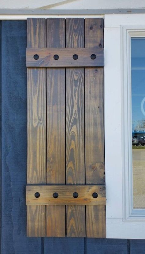 Rustic Cedar Shutters, Diy Rustic Shutters Exterior, Wooden Shutters Exterior Farmhouse, Rustic Shutters Exterior, Farmhouse Shutters Exterior, Diy Shutters Exterior, Wooden Shutters Exterior, Shutters Diy, Wood Shutters Exterior