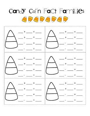 Candy Corn Fact Families sheet-  download FREE from TpT! Fact Family Activities, Fact Family Worksheet, Math Division Worksheets, Associative Property, Family Worksheets, October School, Family Worksheet, Math Division, First Grade Worksheets