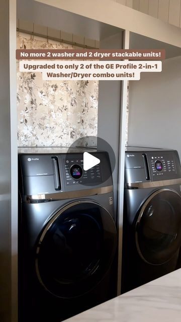 Niña Williams on Instagram: "#ad Comment LINKS below, and I’ll message you the link to shop!  Check out our new GE Profile 2-in-1 washer/dryer units from @loweshomeimprovement !  This has made our lives so much easier.  With one unit, you can wash AND dry a large load of laundry in about 2 hours without having to transfer clothes from the washer to the dryer…it’s seriously genius! We used to have 2 washers and 2 dryers stacked in here, and now we only need 2 of these GE Profile 2-in-1 units to do the same job! 

This was easy to install with a standard 120V, and there’s no need for a dryer exhaust vent. The Ventless Combo design takes up half the space, and any room can be a laundry room!  The Warm, high-speed air extracts moisture from garments to gently dry even large loads fast with le Ge Washer And Dryer Laundry Room, All In One Washer Dryer Combo, Washer And Dryer In Kitchen, 2 Sets Of Washer And Dryer, Best Washer And Dryer For Large Family, Ge Washer Dryer Combo, Ge Profile Washer And Dryer, Dryer Exhaust Vent, Ge Washer And Dryer