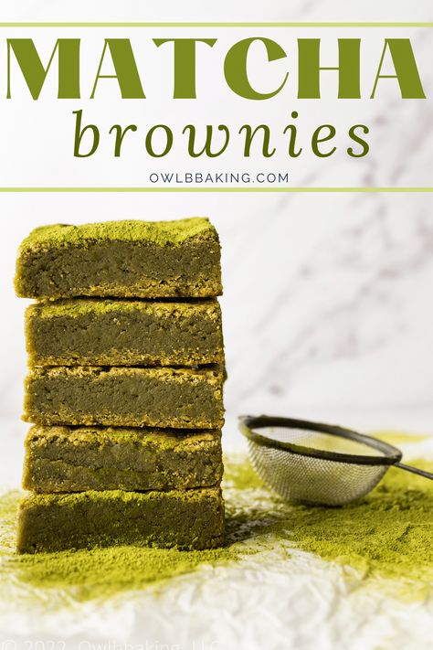 Matcha Blondies Recipe, Matcha Brownies Recipes, Easy Matcha Dessert Recipes, Matcha Chocolate Brownies, Matcha Cheesecake Brownies, Matcha Mochi Brownies, Matcha Brownies, Matcha Green Tea Recipes, Autumn Food