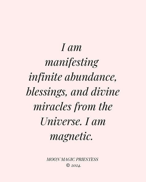 ✨🦋✨999 ✨🦋✨ Affirm: I am manifesting infinite abundance, blessings, and divine miracles from the Universe. I am magnetic. You must believe it to receive it. You hold the power to manifest your wildest dreams and soul desires. 🤍 @moonmagicpriestess #moonmagicpriestess #999 #manifesting #manifestingabundance #blessings #miracles #universe #mangnetic Original quotes and writings by MMP 🦋 @moonmagicpriestess Copyright ©️ 2024. All rights reserved. Credit author when reposting. I Am Ready To Manifest Abundance, Ask Believe Receive Quotes, Everything Is Working Out In My Favor, Good Manifestation Quotes, Best Affirmations For Manifesting, I Am A Winner Affirmations, Power Of Manifestation Quotes, Abundance Quotes Affirmations, Spiritual Manifestation Quotes