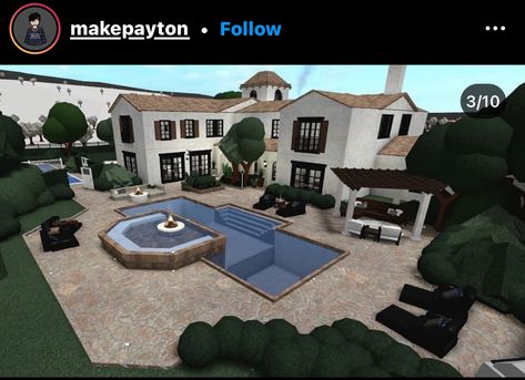 Bloxburg Huge Kitchen Ideas, Bloxburg Pool Ideas, Bloxburg Backyard Ideas, Bloxburg Designs, Roblox Houses, Roblox House Ideas, Bloxburg Home Ideas, Bloxburg Homes, Bloxburg Rooms