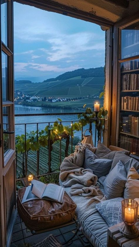 COZY 🏡 | BEAUTIFUL!!! | Facebook Cozy Balcony Aesthetic, Big Cozy House, House Manifestation, Balcony Aesthetic, Nook Inspiration, Cozy Setup, Cozy Balcony, Cozy Places, Small Balcony Design