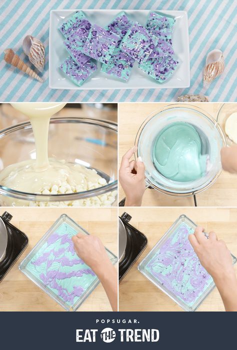 Take Your Taste Buds Under the Sea With This Mermaid Fudge Mermaid Fudge Recipe, Mermaid Fudge, Cotton Candy Fudge, Mermaid Food, Clear Cake, Purple Food Coloring, Magical Mermaid, Purple Food, Popsugar Food