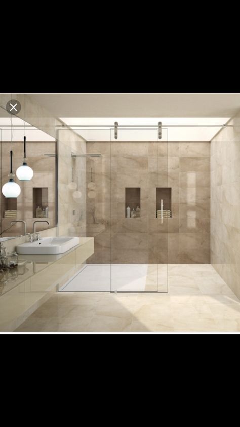 Beige Bathroom Tile, Beige Tile Bathroom, Brown Tile Bathroom, Bathroom Feature Wall, Cream Bathroom, Brown Tile, Modern Bathroom Tile, Room Brown, Beige Bathroom