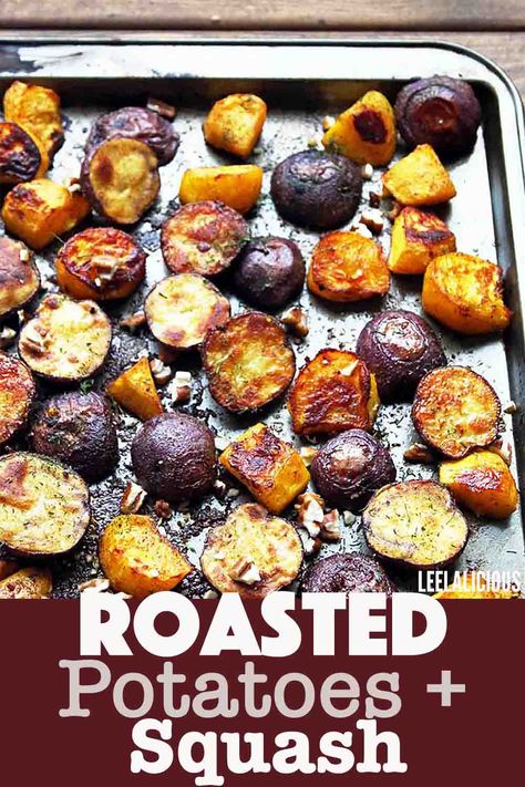 Roasted Potatoes And Squash, Creamer Potatoes, Roasted Potato, Kabocha Squash, Vegetable Rice, Squash Recipe, Salad Toppings, Roast Potatoes, Baby Potatoes