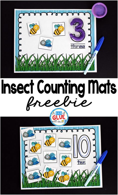 Insect Counting Mats freebie comes with insect counting mats for numbers 1 through 20. In addition there are five pages of insect cards. Insect Centers, Math Worksheets Preschool, Zoo Room, Preschool Insects, Insect Cards, Insect Study, Counting Mats, Bug Activities, Insects Preschool