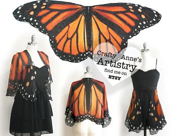 Orange And Black Butterfly, Butterfly Fairy Wings, Wings Butterfly, Moth Butterfly, Butterfly Scarf, Butterfly Fashion, Moon Moth, Cape Designs, Silk Chiffon Fabric