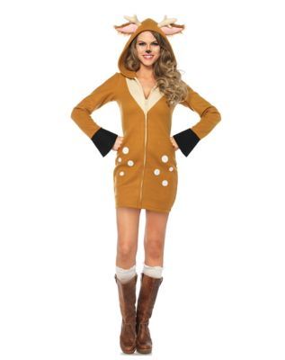 Adult Cozy Fawn Costume Bambi Costume, Fawn Costume, Reindeer Costume, Deer Costume, Black Panthers, Animal Costumes, Fleece Dress, Leg Avenue, Hooded Dress