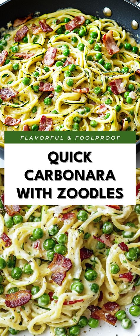 Image for Quick Carbonara with Zoodles Zoodles With Mushrooms, Lemon Zoodles, Zoodle Recipes Healthy, Easy Carbonara, Zoodles Recipe, Butternut Squash Noodle, Eat Green, Zoodle Recipes, Cozy Dinner