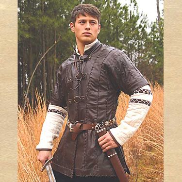 Leather Jerkin | Men's Clothing Costumes | Swords, Shields, Armor, Licensed movie props manufacturer and designer Gaun Abad Pertengahan, Medieval Clothes, Medieval Costume, Medieval Clothing, Medieval Dress, Fantasy Costumes, Medieval Fashion, Historical Costume, Fantasy Clothing