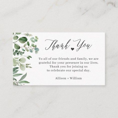 $ 0.3 | Elegant Eucalyptus Leaves Wedding Table Thank You #wedding #simple #watercolor #greenery #eucalyptus leaves #foliage #small thank you card #bridal shower #plate thank you card #reception thank you card Table Place Cards Wedding, Eucalyptus Leaves Wedding, Wedding Simple, Simple Watercolor, Watercolor Greenery, Wedding Plates, Wedding Enclosure Cards, Wedding Plan, Reception Hall