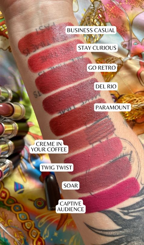 Fall MAC Lipsticks: 9 Shades from Nude to Soft Burgundy – Sammie Etc Mac Satin Lipstick Swatches, Mac Pigment Swatches, Brown Mac Lipstick, Best Mac Lipstick Colors, Fair Olive Skin Tone, Most Popular Mac Lipsticks, Mac Satin Lipstick, Mac Lipstick Colors, Mac Lipstick Swatches