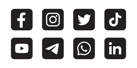 Set of social media icon in black background Icons With Black Background, Mi Logo, Social Media Icons Vector, 3d Wallpaper Cute, Social Media Icons Free, White Icons, Blur Background Photography, Logo Facebook, Glitch Wallpaper