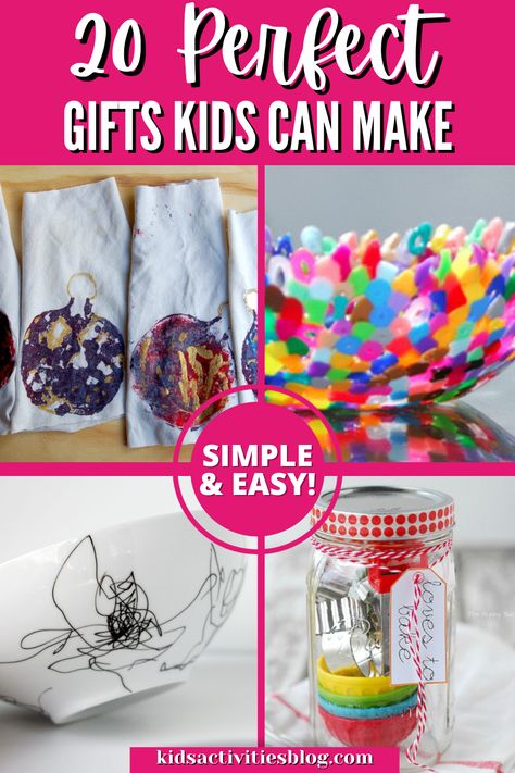 Diy Gifts Made By Kids, Diy Gift For Parents From Kids, Diy Gifts Kids Can Make For Christmas, Diy Gifts For Kids To Make For Christmas, Gifts That Kids Can Make, Home Made Gifts From Kids, Holiday Gifts Kids Can Make, Homemade Gift From Kids, Toddler Made Gifts