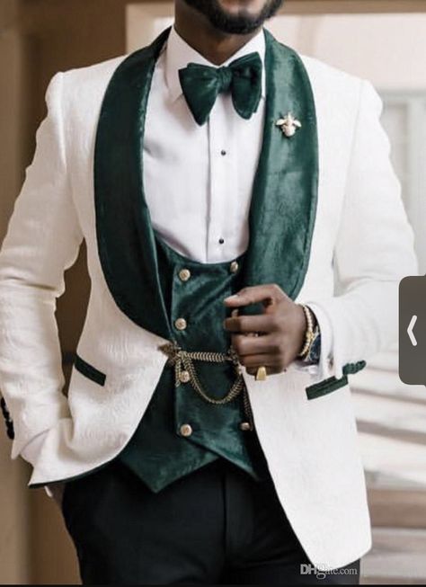 Prom Outfits Men, Tuxedo For Wedding, Enchanted Forest Prom, White Wedding Suit, White Tux, Costume Africain, Gold Suit, Pattern Jacket, Wedding Outfit Men